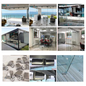 Portes pliantes en verre sans cadre pour véranda, balcon, salle de conférence, portes coulissantes panoramiques en accordéon, cloisons pliantes, portes pliantes à double battant pour patio - Product Image 5