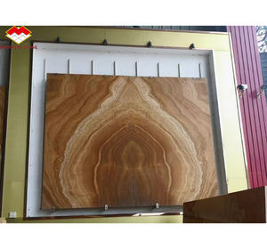 Losas de ónix de chapa de piedra, hoja de losa grande de ónix pulido en caliente translúcido, combinación de <span class=keywords><strong>libro</strong></span>, diseño de pared retroiluminado de ónix de madera marrón - Product Image 4