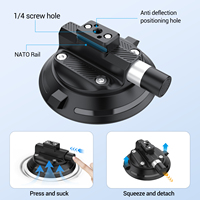 Support de caméra d'action compatible Yunku - Alliage d'aluminium, rotatif à 360°, ventouse anti-déformation, rotule durable et portable