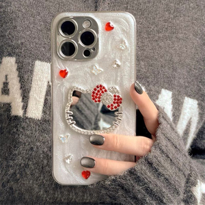 Phim Hoạt Hình Bow <span class=keywords><strong>KT</strong></span> Mèo Rhinestone Keo Hàn Quốc Phong Cách Ins Nhật Bản Cô Gái Điện Thoại Di Động Trường Hợp Thích Hợp Cho Iphone16 Pro Max 15 14 13 12 11 - Product Image 2