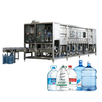 Machine de remplissage de barils multi-matériaux de 5 gallons pour eau pure de qualité alimentaire, ligne de rinçage et de remplissage entièrement automatique haute précision avec bouchage