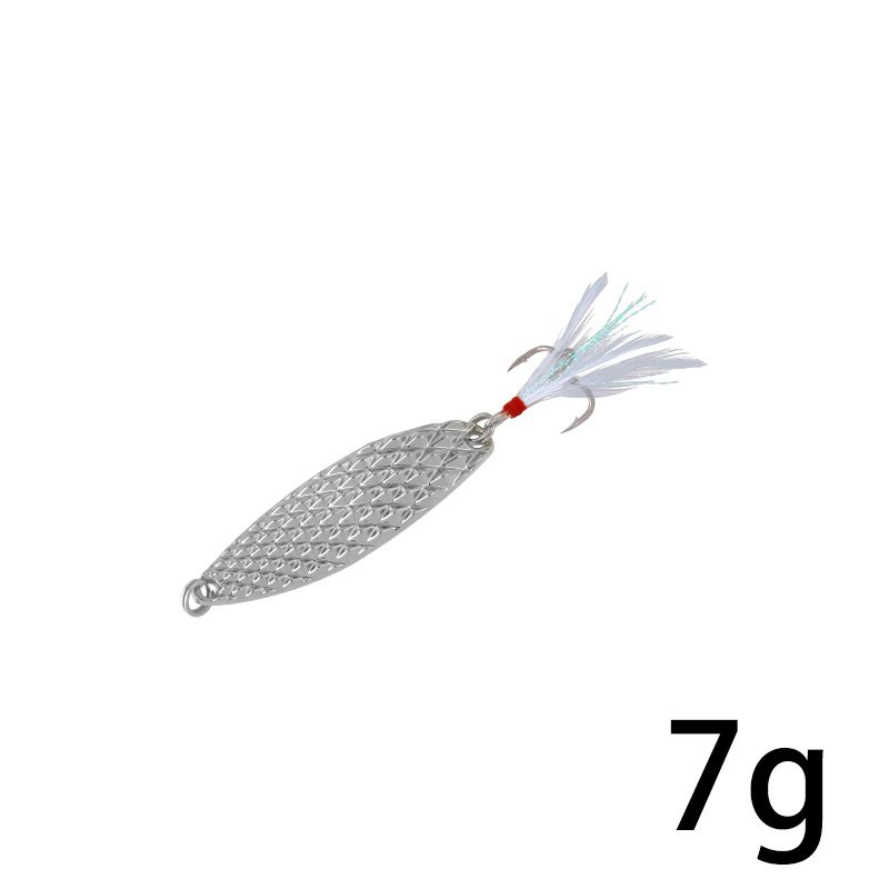 7g argent plume sang rainure crochet