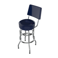 Vente en gros d'usine Siège rond rembourré rétro en métal Tabouret de bar chromé Dossier de tabouret de bar pivotant de style commercial