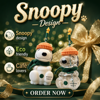 Nouvelle conception 2026 – Tasses en verre Snoopy, tasse à café 20 oz, gobelet en verre pour boissons froides avec couvercle et paille, anti-fuite, pour café glacé