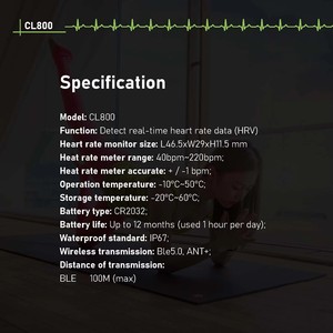 Monitor de Frecuencia Cardíaca Inalámbrico en <span class=keywords><strong>Tiempo</strong></span> <span class=keywords><strong>Real</strong></span> con Correa para el Pecho, Resistente al Agua, para Gimnasio, Ciclismo y Seguimiento de Actividad Física - Product Image 6