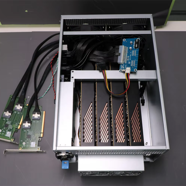 Factory High-Bandwidth 4-GPU External Graphics Enclosure with SFF8654 Interface, PCIe 4.0 X16, SFF8654-8i Cooling System