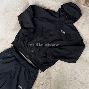 Oem Factory Custom Polyester Nylon Track Suit Windbreaker Hoodie and Zipper Nylon Pants <b>Set</b> Lightweight Windbreaker Tracksuit - Product Image 4