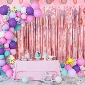 <span class=keywords><strong>Tende</strong></span> a Frange in Lamina Personalizzate per Feste, Sfondo Post-Pioggia in Alluminio, Frange Metalliche Oro Rosa - Product Image 4