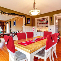 Housse de chaise non tissée motif chapeau de Père Noël, rouge, pour décoration de table de Noël, fête de fin d'année, maison, cuisine, cadeau