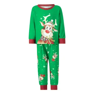 Factory Designer Custom Ladies Women Man Matching Christmas Tree Green Print Sleepwear Pajamas Pijama Pyjamas Pjs Set For Family