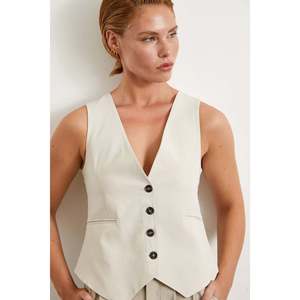 Chaleco de Lino y Algodón para Mujer, Color Crema, Transpirable, Ropa Exterior - Product Image 6