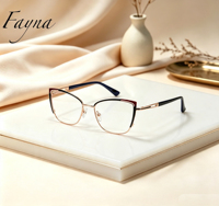 Kacamata Logam Model Baru Grosir Bingkai Kacamata Wanita Desainer Fashion Kacamata Optik Anti Cahaya Biru Kacamata Logam Trendi