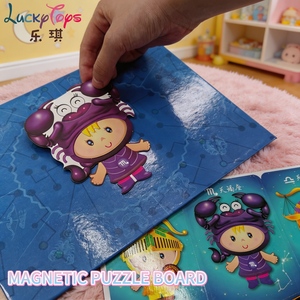 Jeu de <span class=keywords><strong>puzzle</strong></span> magnétique 12 constellations, jouet éducatif pour enfants avec 66 aimants, stylo effaçable et cartes - Product Image 3