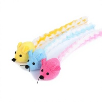 Jouet interactif pour chat avec souris colorée à longue queue et herbe à chat, pour chats d'intérieur