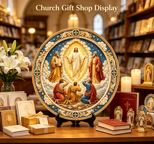 Placa de Resina con Relieve 3D Personalizada, Arte Decorativo, Transfiguración de Jesús, Moisés, Elías, Pedro, Santiago, Juan, Iglesia Católica, Decoración de Pared para el Hogar - Product Image 1
