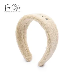 Finestyle Neuankömmling weißer Stoff maßge schneiderte Perle Strass Kristall Hochzeit Stirnband Haarband Stirnband für Frauen