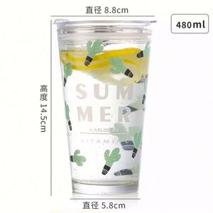 Mugs en verre personnalisés avec logo, 350 ml et 400 ml, avec échelle graduée et couvercle à paille en silicone, ouverture facile pour les boissons énergisantes - Product Image 2