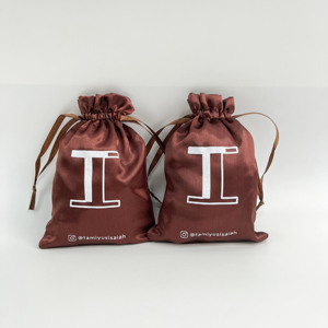 Custom Logo Satin Drawstring Bag Large Satin Pouch Hair Wig <b>Small</b> Dust <b>Container</b> Luxury Satin Finish Bag for Jewelry Storage - Product Image 2