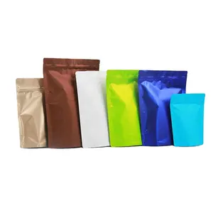 Custom Printed Food Aluminum Foil Zipper Black Matte Packaging Bags For Coffee Tea Powder