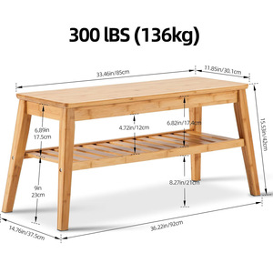 Simple Wooden <b>Shoe</b> Changing Bench Double Layer Natural Wood Color Entryway <b>Storage</b> <b>Rack</b> For Home Indoor Use - Product Image 5