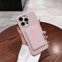 Coques de téléphone magnétiques BAILI Factory Simple Macaron, respectueuses de la peau, avec support de carte, compatibles avec la charge sans fil, en silicone, avec emballage boîte.