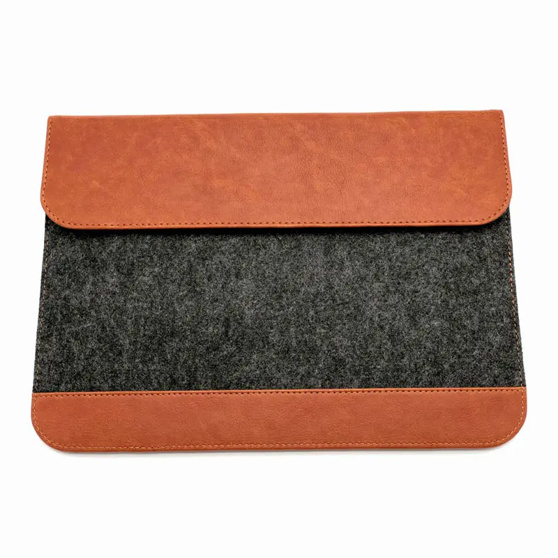 Felt Laptop Sleeve Bag Computer Protect Cover Briefcase with Leather Factory Wholesale
