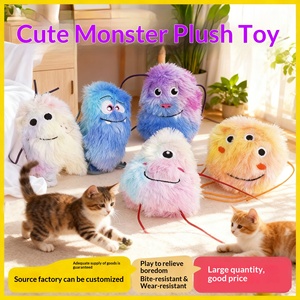 Jouet à mâcher pour chat pour l'auto-entretenissement, soulagement de l'ennui, jouet en peluche monstre mignon et adorable avec herbe à chat, fournitures pour chatons - Product Image 2