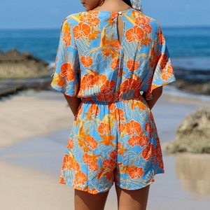 Mono Corto de Manga Corta con Estampado Bohemio de Diseño de Gran Venta, Mono Corto de Rayón Hecho a Medida - Product Image 2