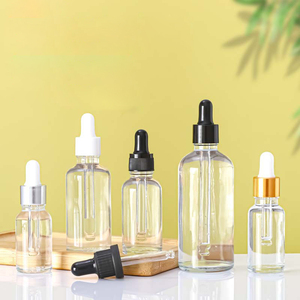 5ml 10ml 15ml 20ml 30ml 100ml透明ガラスボストンエッセンシャルオイルボトルドロッパー付き