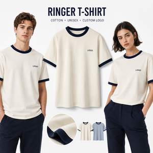 Camiseta Ringer de Algodón Unisex Retro con Contraste y Cuello Redondo, Prenda Casual Esencial con Marca Personalizada - Product Image 1