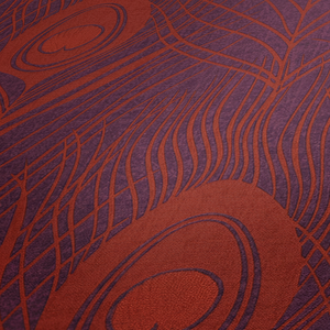 Fabriqué en Allemagne-Rouleaux de papier peint de luxe Plumes Rouge Violet Or Papier peint contractuel en vinyle non tissé-10,05x0,53 m - Product Image 1