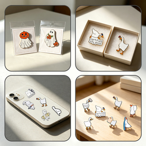 Envío Rápido, Pegatinas Metálicas Divertidas para Teléfono con <span class=keywords><strong>Memes</strong></span>, Pins Esmaltados de Ganso y Gato de Líneas Simples, Amuletos para Teléfono con Humor Discreto para Minimalistas - Product Image 6