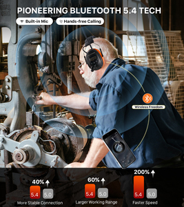 <span class=keywords><strong>Casque</strong></span> Bluetooth à affichage numérique avec suppression du <span class=keywords><strong>bruit</strong></span>, radio FM/AM, protection auditive pour la tonte, isolation sonore, protège-oreilles - Product Image 5