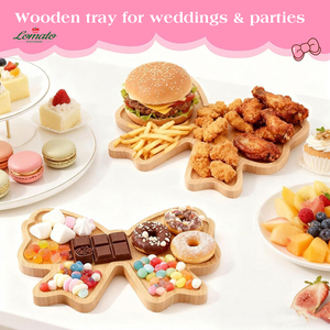 Bandeja de Servir de Bambú en Forma de Lazo, Bandeja de Madera para Frutas y Postres, Decoración Ideal para Fiestas y Regalo para Cumpleaños y Bodas - Product Image 4