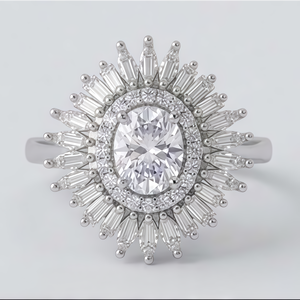 Anillo de Compromiso de Lujo para Mujer con Circonita Cúbica 5A, Joyería de Boda en Latón Chapado en Rodio - Product Image 1