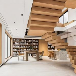 Escalera de Arco de Madera Maciza Interior Moderna Personalizada Moren, Barandilla de Madera Duradera para Salas de Estar, Hoteles y Apartamentos, Garantía de Más de 5 Años - Product Image 1