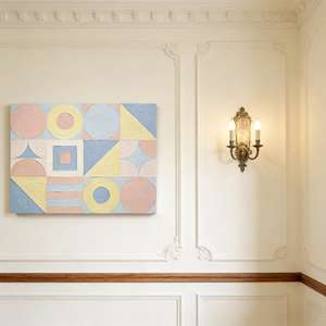 Décoration Murale Rose Bleu Jaune, <span class=keywords><strong>Peinture</strong></span> sur Toile Abstraite Texturée Épaisse, Style Nordique Minimaliste, Ensemble pour Salon - Product Image 4