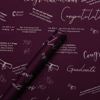 Kertas Pembungkus Buket Bunga PE Tahan Air Berlapis Virgin Sekali Pakai Grosir untuk Kemasan Hadiah dengan Pola Bahasa Inggris