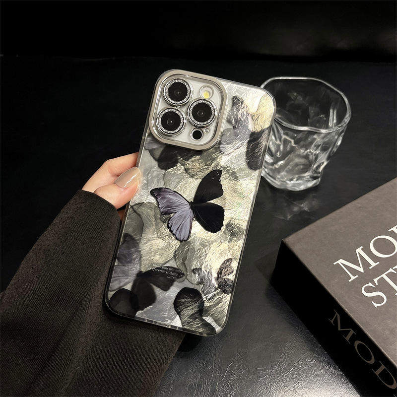 GQ167-หน้าจอเต็มสีดำลายผีเสื้อ