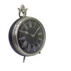 Petite horloge de bureau ronde polie en argent Belle horloge murale pour décor de salon et de chambre à coucher - Product Image 1