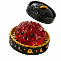 Juguete Blandito de Halloween con Purpurina en Forma de Dumpling y Mini Cesta Vaporera, Juguete Sensorial Espeluznante para Apretar, Regalo Festivo para Niños