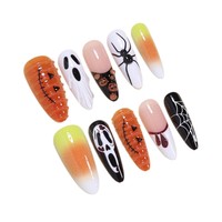 Lot de 30 faux ongles Halloween à succès avec citrouilles 3D et petits fantômes mignons pour filles et étudiantes
