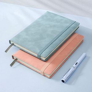 Wholesale Custom A5 Faux PU Leather Hardcover Notebook <b>Sewing</b> 200 Pages Lined Paper Elastic Band Gift for Students Office - Product Image 3