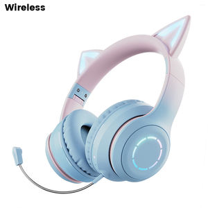 블루투스 헤드폰을위한 인기있는 고양이 귀 긴 배터리 수명 오버 이어 게임용 무선 헤드셋 LED 지연 없음 - Product Image 1