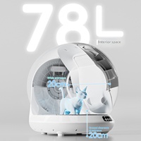 Bac à litière intelligent pour chat, contrôle par application, entièrement automatique, extra-large, anti-éclaboussures, en ABS, forme sphérique, sans espace intérieur