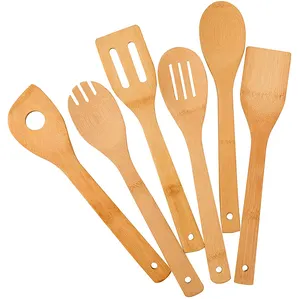 Utensílios de bambu espátula colher de cozinha, resistente ao calor, moderno, com preço barato