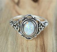 Bague ovale en opale naturelle en argent sterling 925 |   Opale véritable 8x6 MM |   Bague de mariage plaquée or faite à la main |   2,90 g