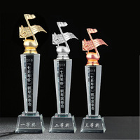 Microphone en métal et verre en gros, trophée musical en cristal pour les événements musicaux/