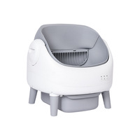 Toilette pour chat électrique intelligente en plastique ABS, modèle C, entièrement automatique, avec pelle intégrée, extra large, ovale, vente en gros, OEM