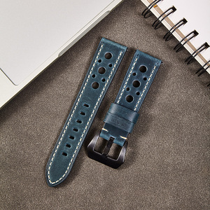 Bracelet de montre vintage en cuir Crazy Horse, fait main, en cuir véritable perforé et respirant, avec système de libération rapide, bracelet classique pour homme, OEM - Product Image 6